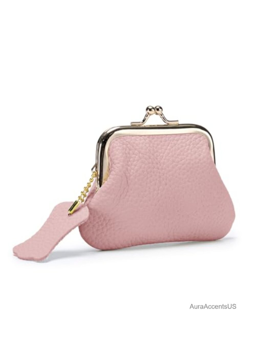 Genuine Leather Mini Coin Purse Vintage Kiss Lock Wallet
